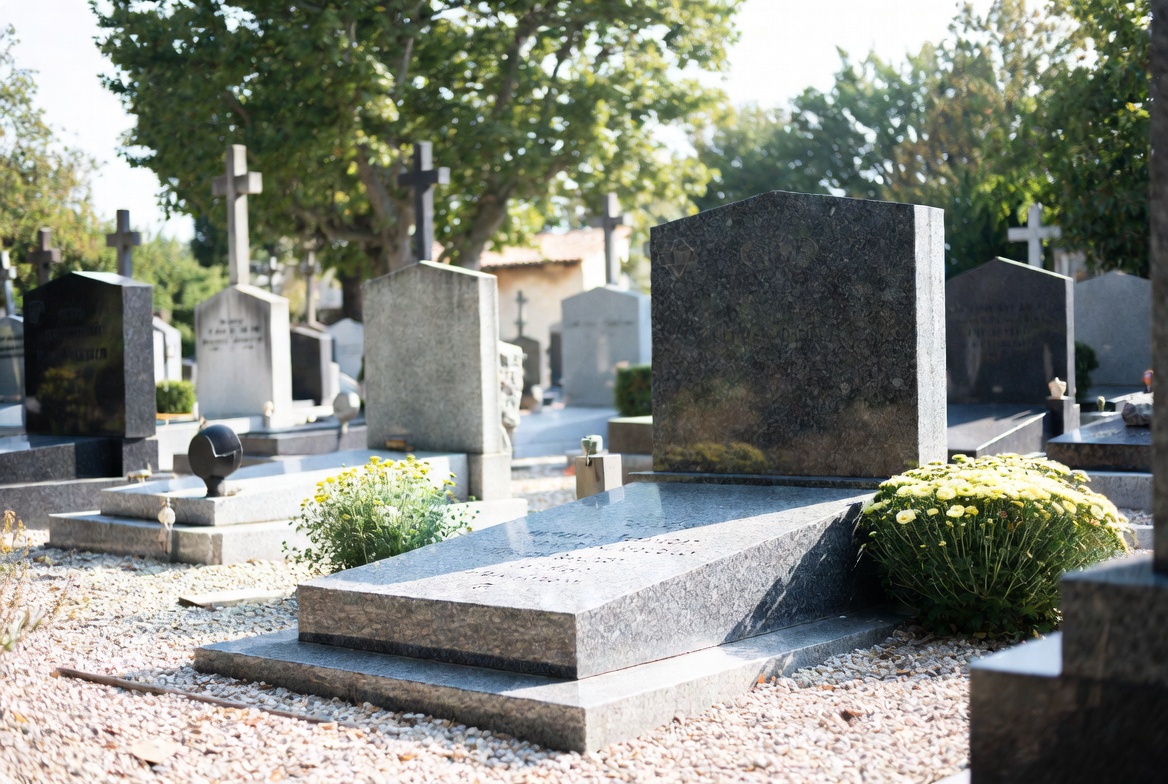 Monument funéraire en marbre nettoyé avec soin